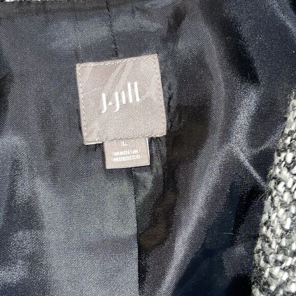 J Jill Tweed Blazer Jacket Button Front Gray Black Size L Large Cotton Blend - Picture 5 of 10
